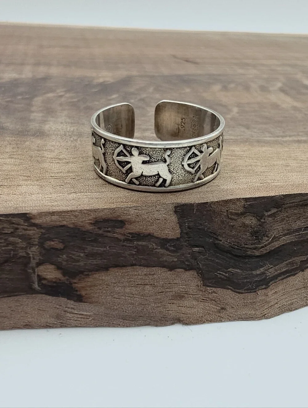 Vintage 925 Sterling Silver Sagittarius Zodiac Thumb Ring French Sté sz 10